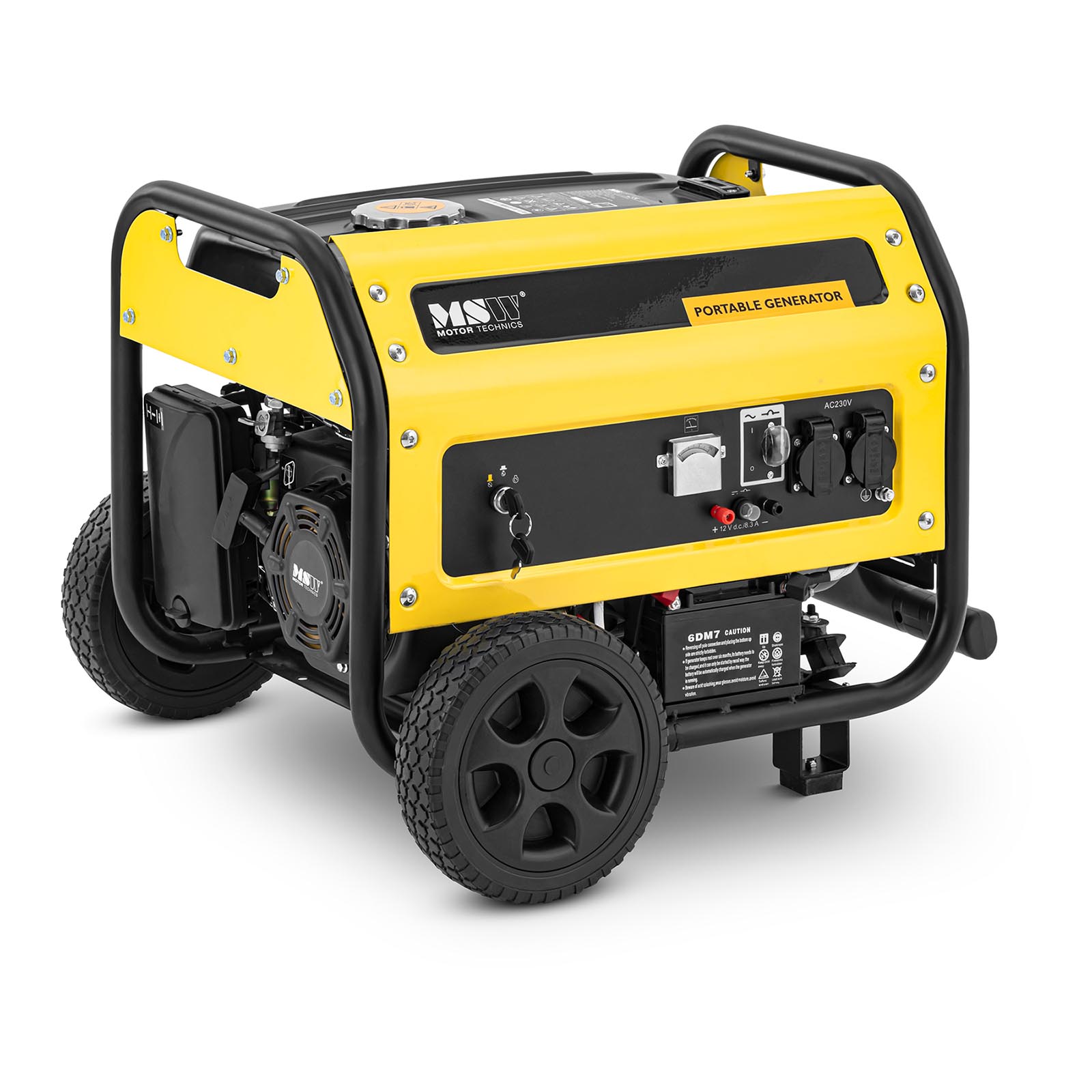 Bensingenerator - 2700 W - 230 V AC / 12 V DC - tank 15 l - manuell start/elektrisk